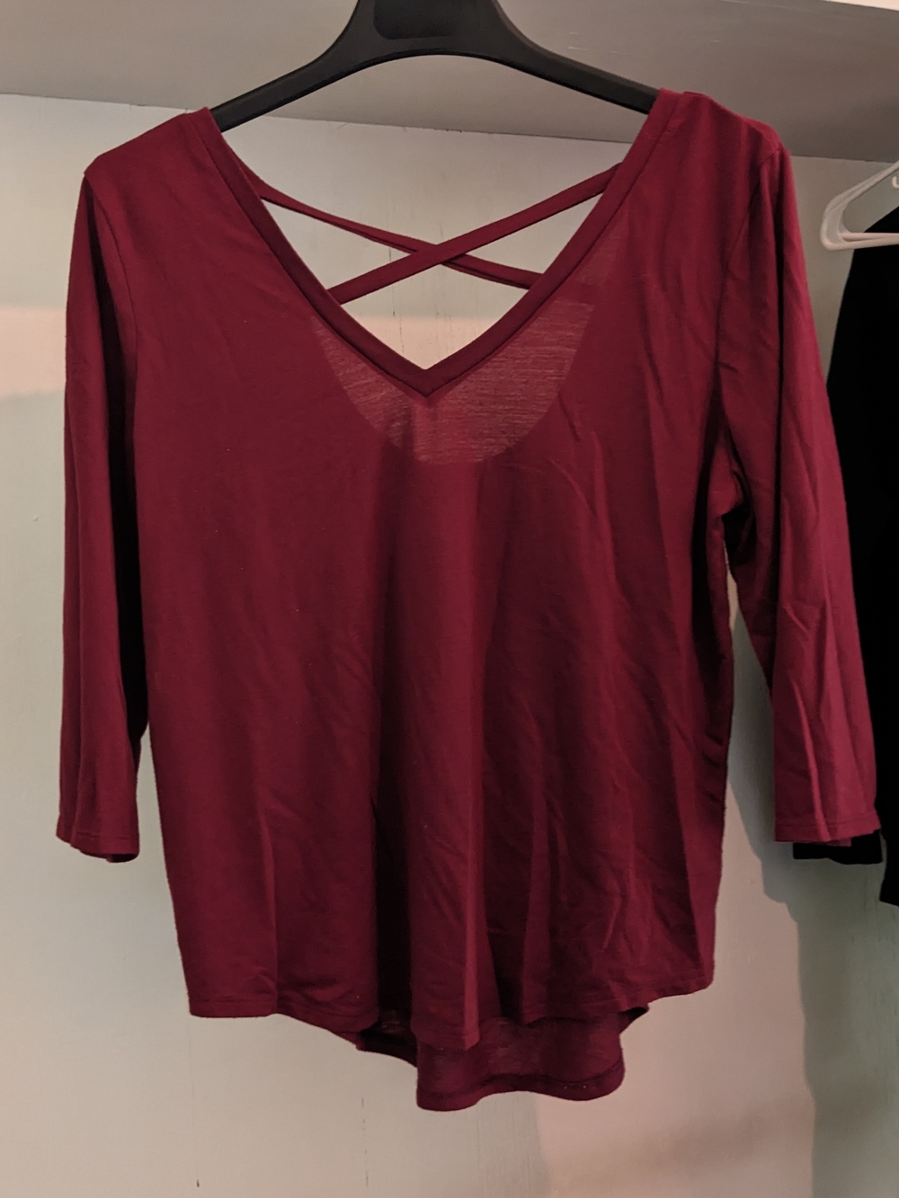 American Eagle Crisscross V-Neck 3/4 Sleeve Top Soft Comfortable